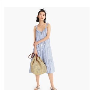J Crew Ruffle tiered maxi dress in sofia stripe